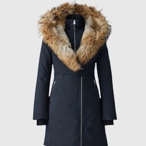 Mackage Black Coat with Fur Trim